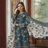 3 Pc Unstitched Embroidered Lawn Suit By Nisha Designers
