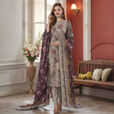 3 Pc Unstitched Embroidered Lawn Suit By Nisha Designers