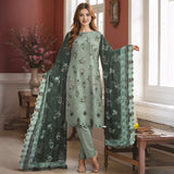 3 Pc Unstitched Embroidered Lawn Suit By Nisha Designers