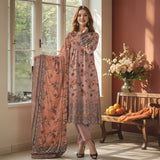 3 Pc Unstitched Embroidered Lawn Suit By Nisha Designers