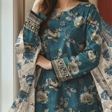 3 Pc Unstitched Embroidered Lawn Suit By Nisha Designers