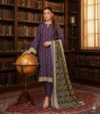 Zarmeen & Emaan Printed Fancy Khaddar 3-Piece Suit – Turquoise Floral with Wool Shawl By Riwayah Clothing