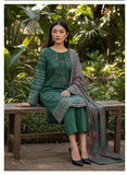Elegant 3-Piece Printed Viscose Embroidered Suit By Nisha