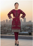 Elegant 3-Piece Printed Viscose Embroidered Suit By Nisha
