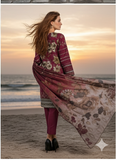 Elegant 3-Piece Printed Viscose Embroidered Suit By Nisha