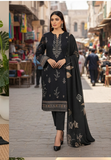 Elegant 3-Piece Printed Viscose Embroidered Suit By Nisha