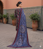 Zarmeen & Emaan Printed Fancy Khaddar 3-Piece Suit – Turquoise Floral with Wool Shawl By Riwayah Clothing