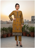 Elegant 3-Piece Printed Viscose Embroidered Suit By Nisha