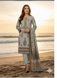 Elegant 3-Piece Printed Viscose Embroidered Suit By Nisha