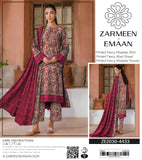 Zarmeen & Emaan Printed Fancy Khaddar 3-Piece Suit – Turquoise Floral with Wool Shawl By Riwayah Clothing