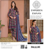 Zarmeen & Emaan Printed Fancy Khaddar 3-Piece Suit – Turquoise Floral with Wool Shawl By Riwayah Clothing