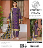 Zarmeen & Emaan Printed Fancy Khaddar 3-Piece Suit – Turquoise Floral with Wool Shawl By Riwayah Clothing