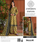 Zarmeen & Emaan Printed Fancy Khaddar 3-Piece Suit – Turquoise Floral with Wool Shawl By Riwayah Clothing